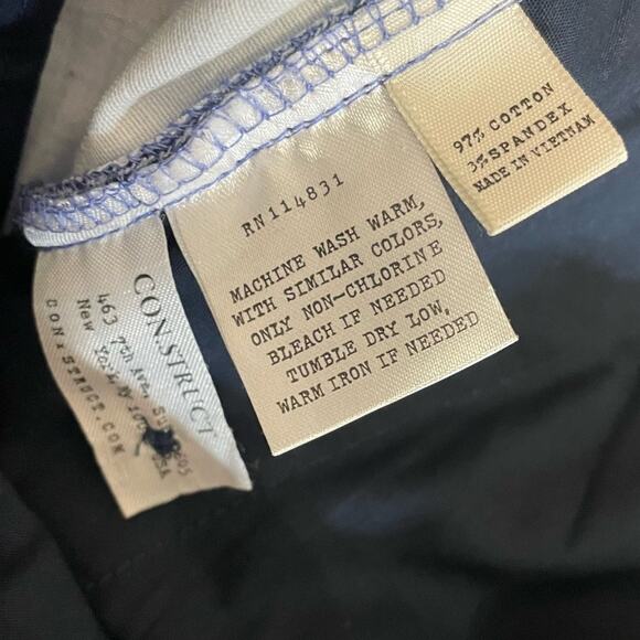 CON.STRUCT Crosshatch Stretch Cotton Chino Shorts Navy Men’s Sz 40 - Picture 6 of 7